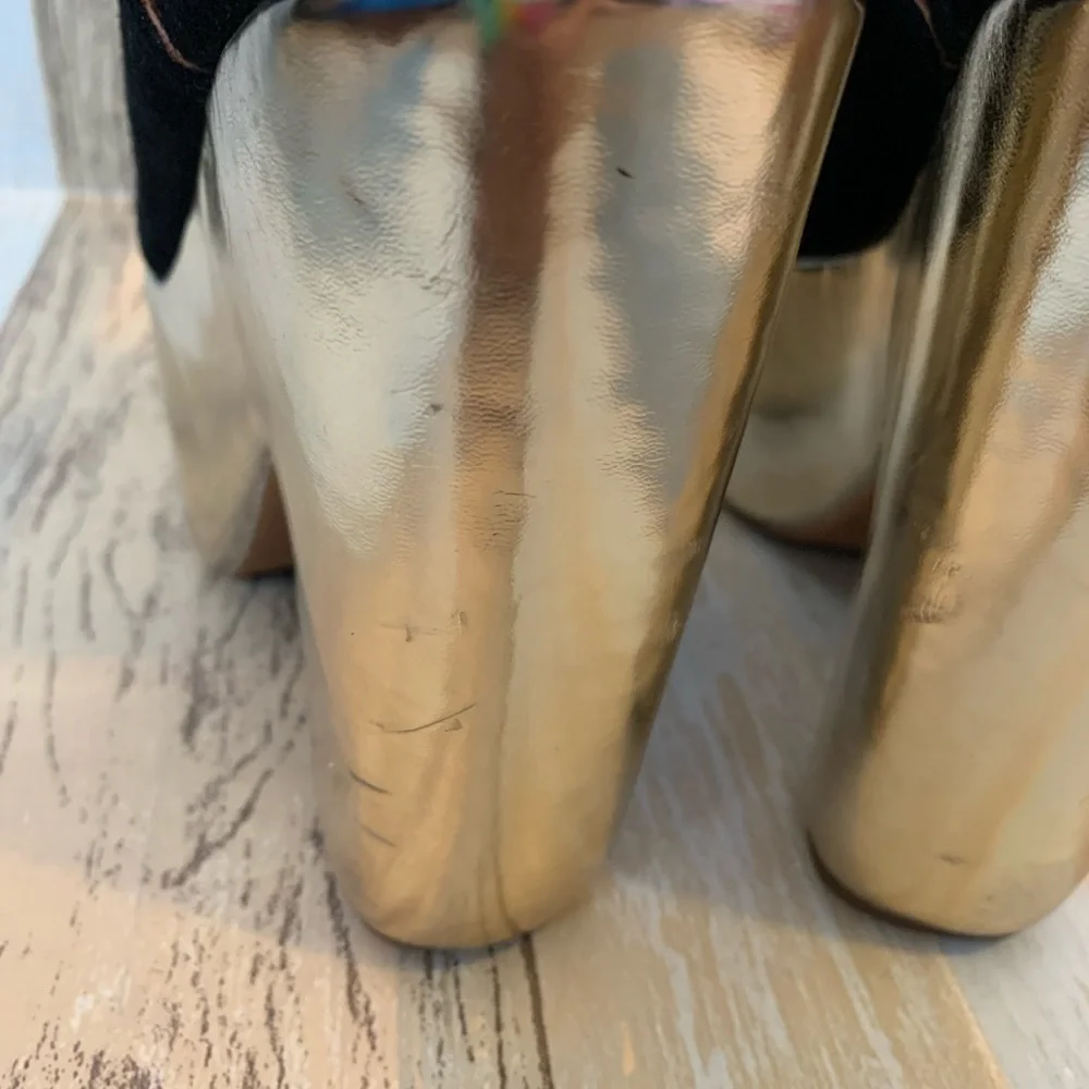 RARE Jeffrey Campbell black & gold platforms